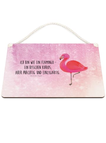 Mr. & Mrs. Panda Schild Flamingo Classic mit Spruch in Aquarell Pink
