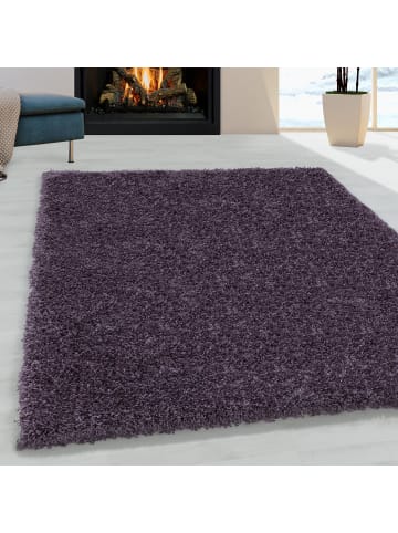 KADIMA DESIGN Teppich Hochflor Shaggy Uni-Look Polypropylen Wohnzimmer in VIOLETT