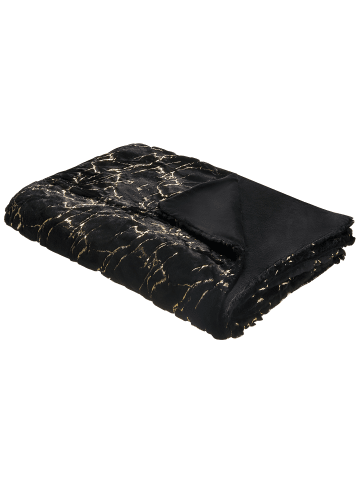 Beliani Kuscheldecke GODAVARI in Schwarz/Gold - (W) 130 x (H) 1 x (L) 180 cm