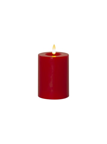 STAR Trading Kerze Flamme Flow, Wachs, Rot, Stumpenkerze, LED, Timer, Warmweiß, 12,