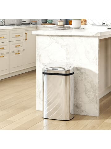 HOMCOM Sensor Mülleimer-33L x 25B x57,5H cm-Silber