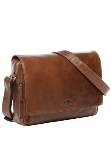 SID & VAIN Leder-Umhängetasche echt Leder Aktentasche 15 Zoll Laptop Fach braun in braun