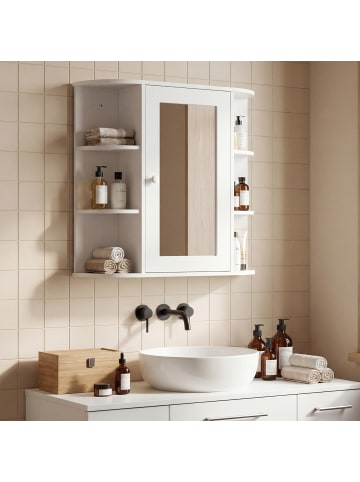 HOMCOM Spiegelschrank-66L x 17B x 63Hcm-Weiß