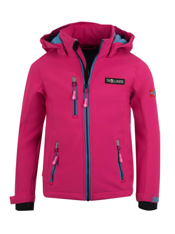 Trollkids Softshell Jacke "Preikestolen" in Pink / Mittelblau