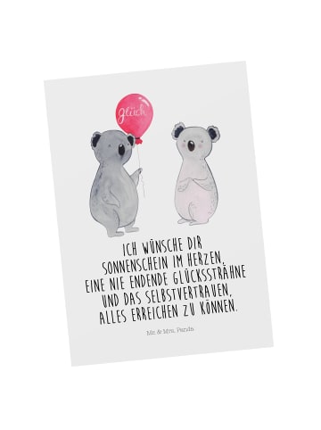 Mr. & Mrs. Panda Postkarte Koala Luftballon mit Spruch in Weiß