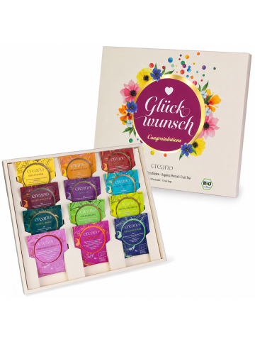 Creano Bio Kräutertee Glückwunsch-Geschenkset  - 12x Bio-Teebeutel 24g*  
