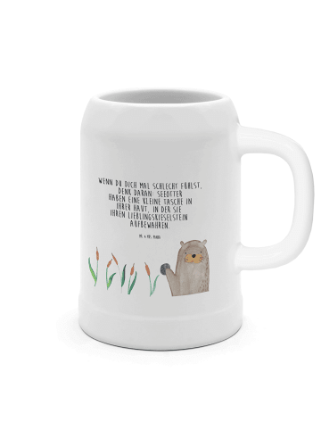 Mr. & Mrs. Panda Steinkrug Otter Stein mit Spruch in Weiß