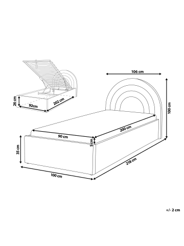 Beliani Kinderbett ANET in Weiß - (W) 106 x (H) 100 x (L) 218 cm