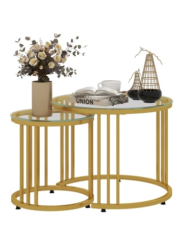 HOMCOM Couchtische-60L x 60B x 47H cm-Gold