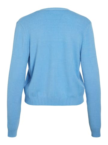 Vila Kurzer Feinstrick Cardigan Weiche Strickjacke VIRIL in Babyblau