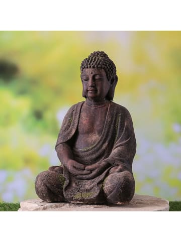 MARELIDA Meditierender Buddha Gartendeko H: 30,5cm in natur