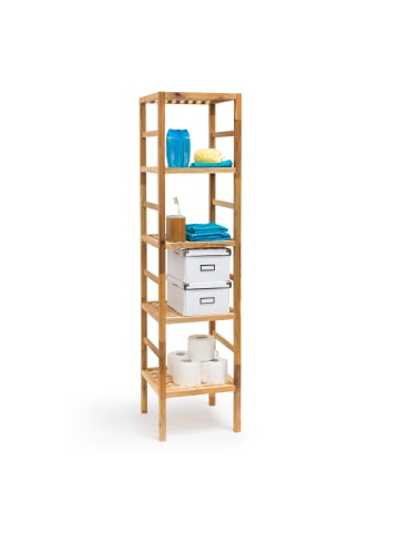 relaxdays Badregal in Natur - (B)35,5 x (H)150 x (T)35,5 cm