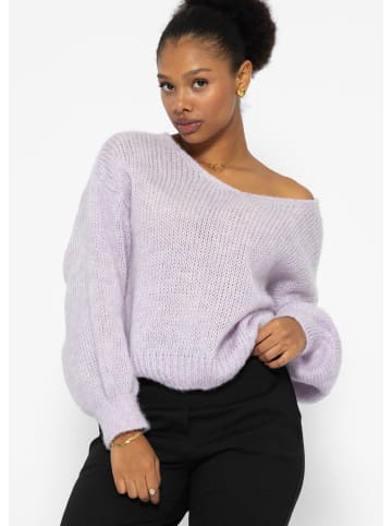 SASSYCLASSY Pullover mit V-Ausschnitt in flieder