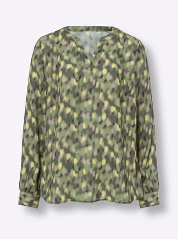 Heine Druck-Bluse in khaki-beige-bedruckt