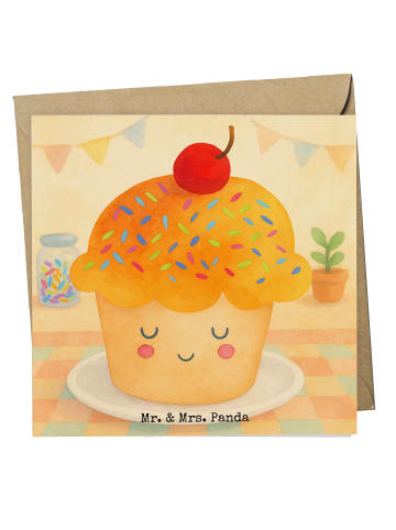 Mr. & Mrs. Panda Grußkarte Cupcake Design ohne Spruch in Weiß