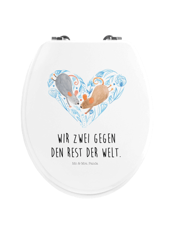 Mr. & Mrs. Panda Motiv WC Sitz Mäuse Herz mit Spruch in Weiß