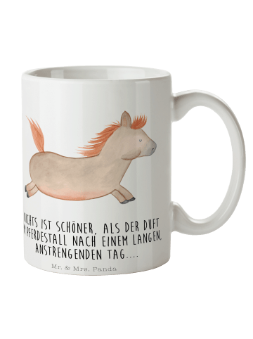 Mr. & Mrs. Panda Tasse Pferd Springen mit Spruch in Weiß