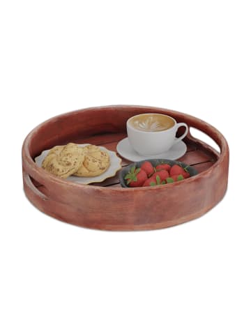 relaxdays Tablett in Braun - (H)7,5 x Ø 36 cm