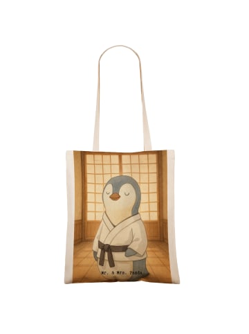 Mr. & Mrs. Panda Jutebeutel Pinguin Karate Design ohne Spruch in Weiß