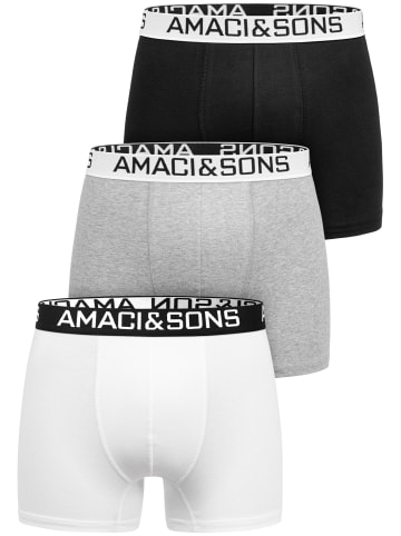 Amaci&Sons 3er Pack Boxershorts DUSTIN in Mix (Hellgrau | Weiß | Schwarz)