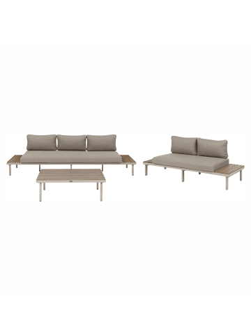 Beliani 10-tlg Sitzgruppe FIVIZZANO in Beige/Braun