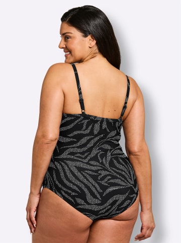sheego Badeanzug in schwarz-weiß-bedruckt