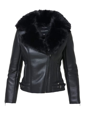 KOROSHI Damenjacke mit Fell am Kragen in SCHWARZ