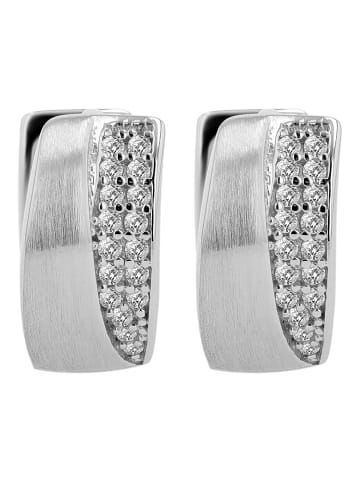 Adeliás Damen Ohrringe – Klappcreole aus 925 Silber mit Zirkonia in silber