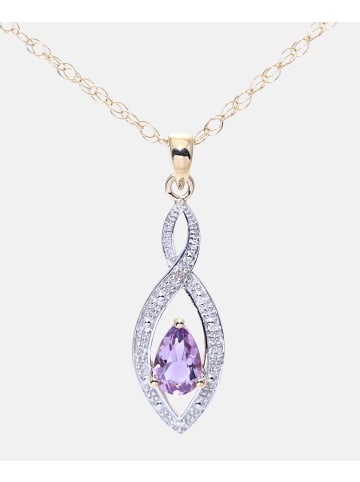 Diamant L'éternel Halskette mit Anhänger aus 375 Gelbgold mit Diamant mit Amethyst