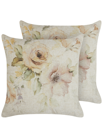 Beliani 2er-Set Dekokissen ZAHRIYE in Beige/Bunt