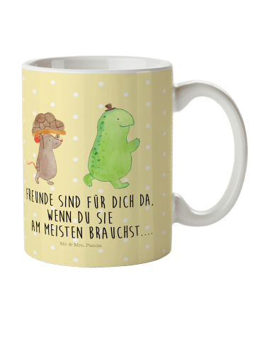 Mr. & Mrs. Panda Kindertasse Schildkröte Maus mit Spruch in Gelb Pastell