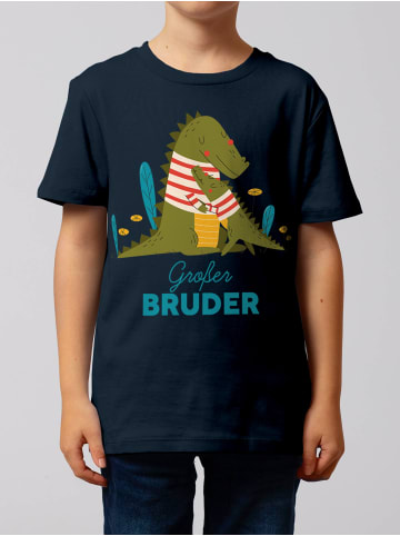 wat? Apparel T-Shirt Krokodil Großer Bruder in Dunkelblau