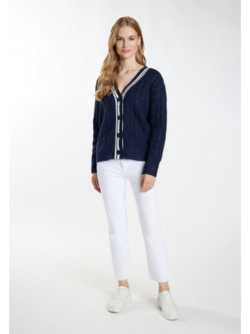 DreiMaster Damen Strickjacke in Marine Wollweiss