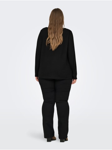 ONLY Carmakoma Bluse Plus Size V-Ausschnitt Langarm Regular Fit in Schwarz-2