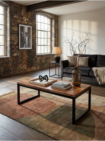 KADIMA DESIGN Couchtisch 110x40x60 cm Sheesham Massivholz / Metall Wohnzimmertisch,