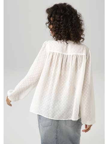 Aniston CASUAL Schlupfbluse in wollweiß-lavendel