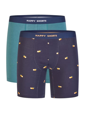 Happy Shorts Langer Boxer Jersey in türkis, navy