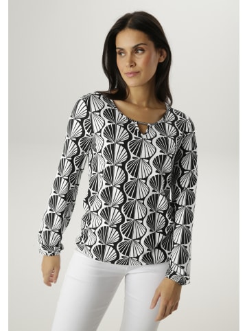 Aniston SELECTED Langarmshirt in schwarz-weiß