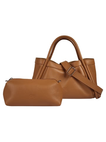Cluty Handtasche 2 in 1 echt Leder in cognac