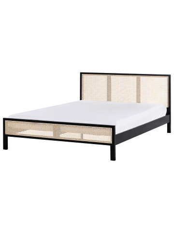 Beliani Doppelbett SALERNAS in Schwarz/Braun - (W) 186 x (H) 100 x (L) 206 cm