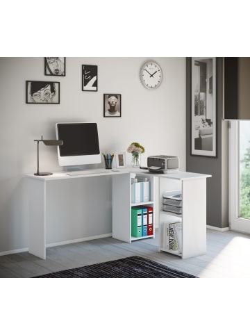 VCM  Holz Eckschreibtisch Schreibtisch Lusias in Weiß