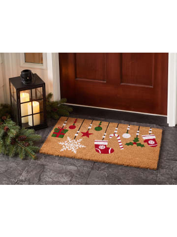 Beliani Fußmatte ZALUMO in Bunt/Rot/Grün - (W) 45 x (L) 75 cm