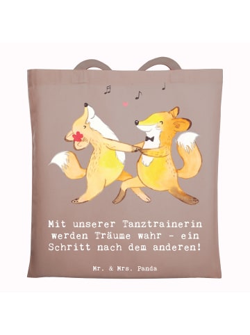 Mr. & Mrs. Panda Tasche Tanzen Trainerin mit Spruch in Braun Pastell