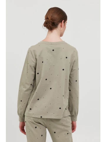 ICHI Sweatshirt IHSTELLA LS - 20114858  modischer Sweater im Punkte oder Leo-Look in Grün