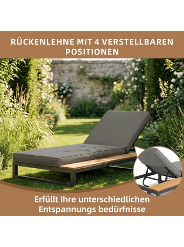 ABRIHOME Loungesessel in Grau mit Regal verstellbarer Rückenlehne, Rechte Seite