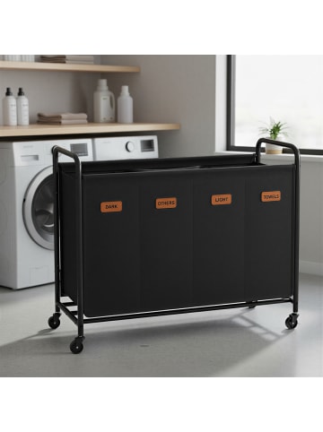 SONGMICS Wäschesammler Stevie in Tintenschwarz - (B)40 x (H)91 x (T)79 cm