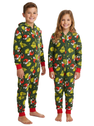 The Grinch The Grinch Jumpsuit mit Kapuze Overall Pyjama Schlafanzug langarm in grün
