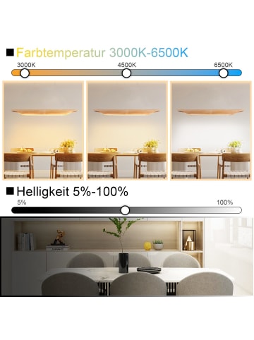 ZMH LED Pendelleuchte Holz, modern, B 90CM, Dimmbar, 24W