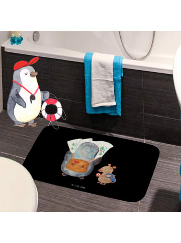 Mr. & Mrs. Panda Badematte Pinguin & Maus Wanderer ohne Spruch in Schwarz