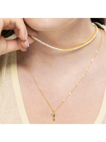 Luxenter necklace with multicoloured zirconia, 18-K gold finish - Alphabet